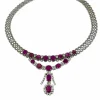Collier en or blanc diamants et rubis certificat IGI