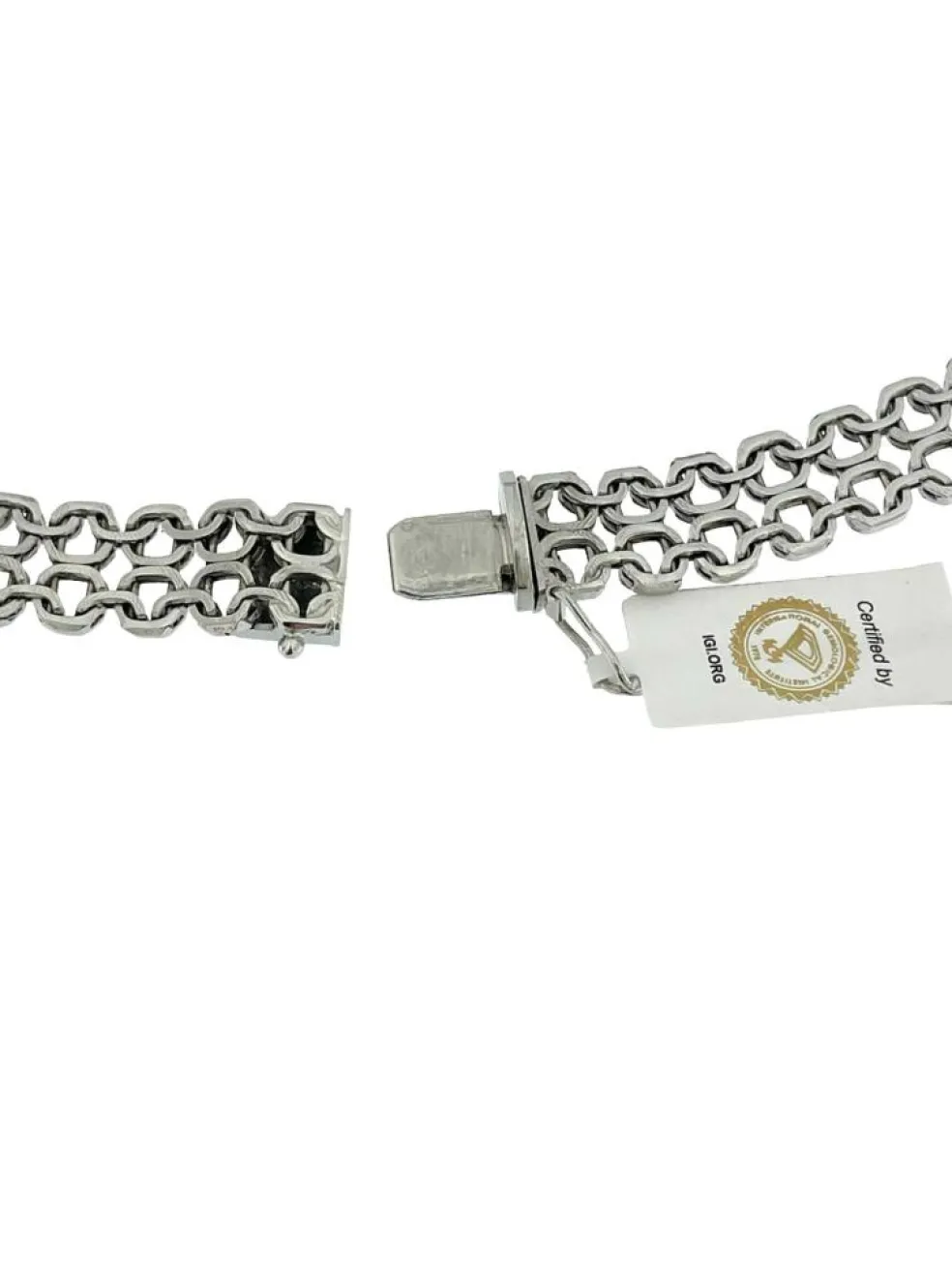 Collier en or blanc diamants et rubis certificat IGI