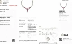 Collier en or blanc diamants et rubis certificat IGI