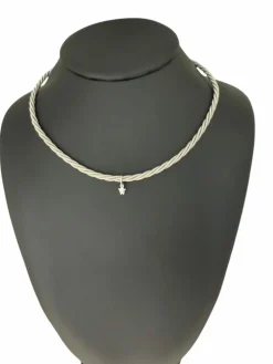 Collier en or blanc entrelacé avec diamant de Whiting