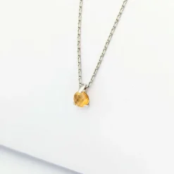 Collier en or blanc et citrine
