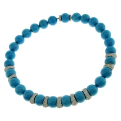 Collier en or blanc, turquoise d'Iran, diamants naturels