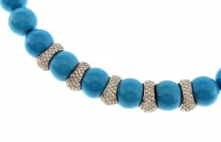 Collier en or blanc, turquoise d'Iran, diamants naturels