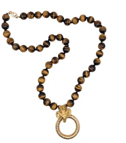 Collier en or et oeil-de-tigre