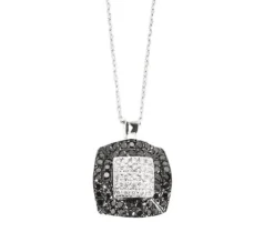 Collier en or gris diamants noirs et diamants blancs