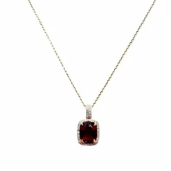Collier en or jaune 18 carats avec citrine mandarine et diamant
