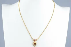 Collier en or jaune 18 carats Diamant et Rubis 1.78 carats