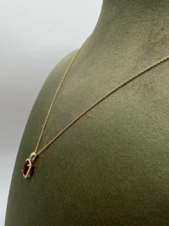 Collier en or jaune 18 carats avec citrine mandarine et diamant