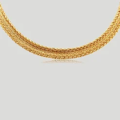 Collier en or jaune à maille texturée