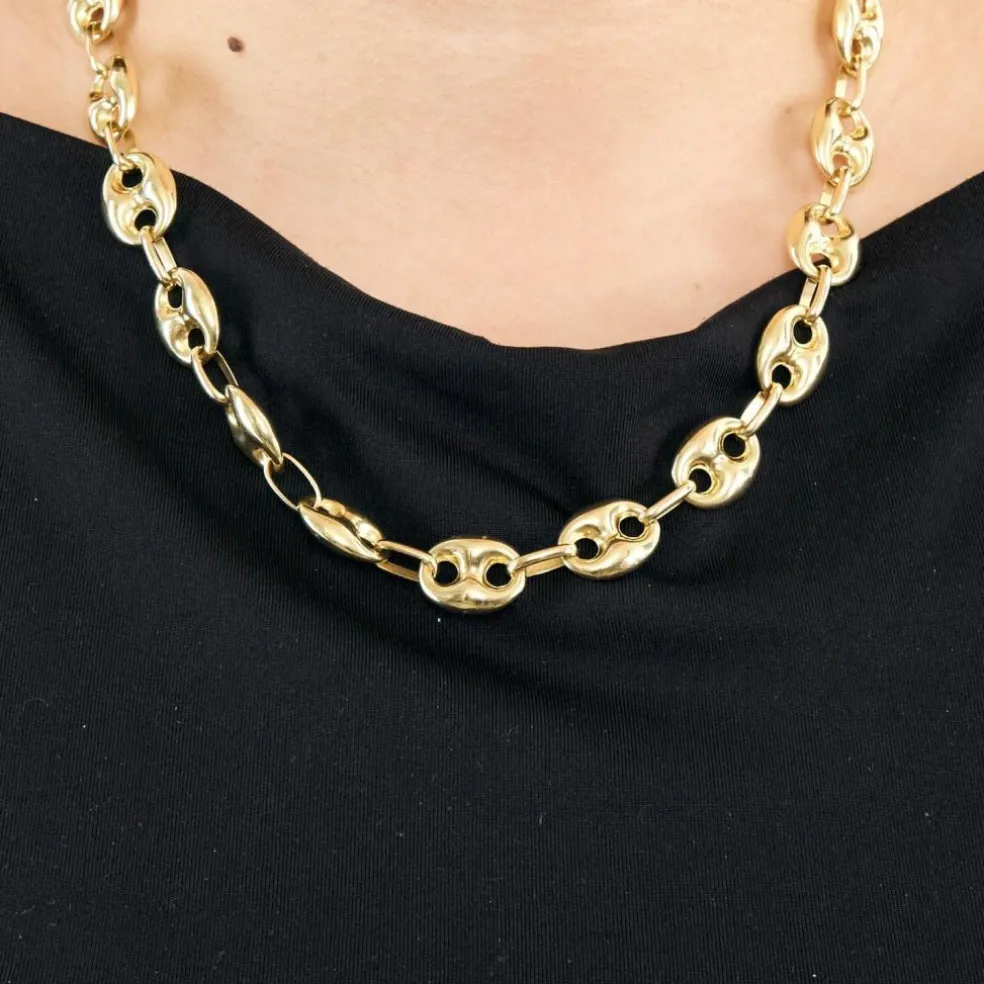 Collier en or jaune à mailles grain de café