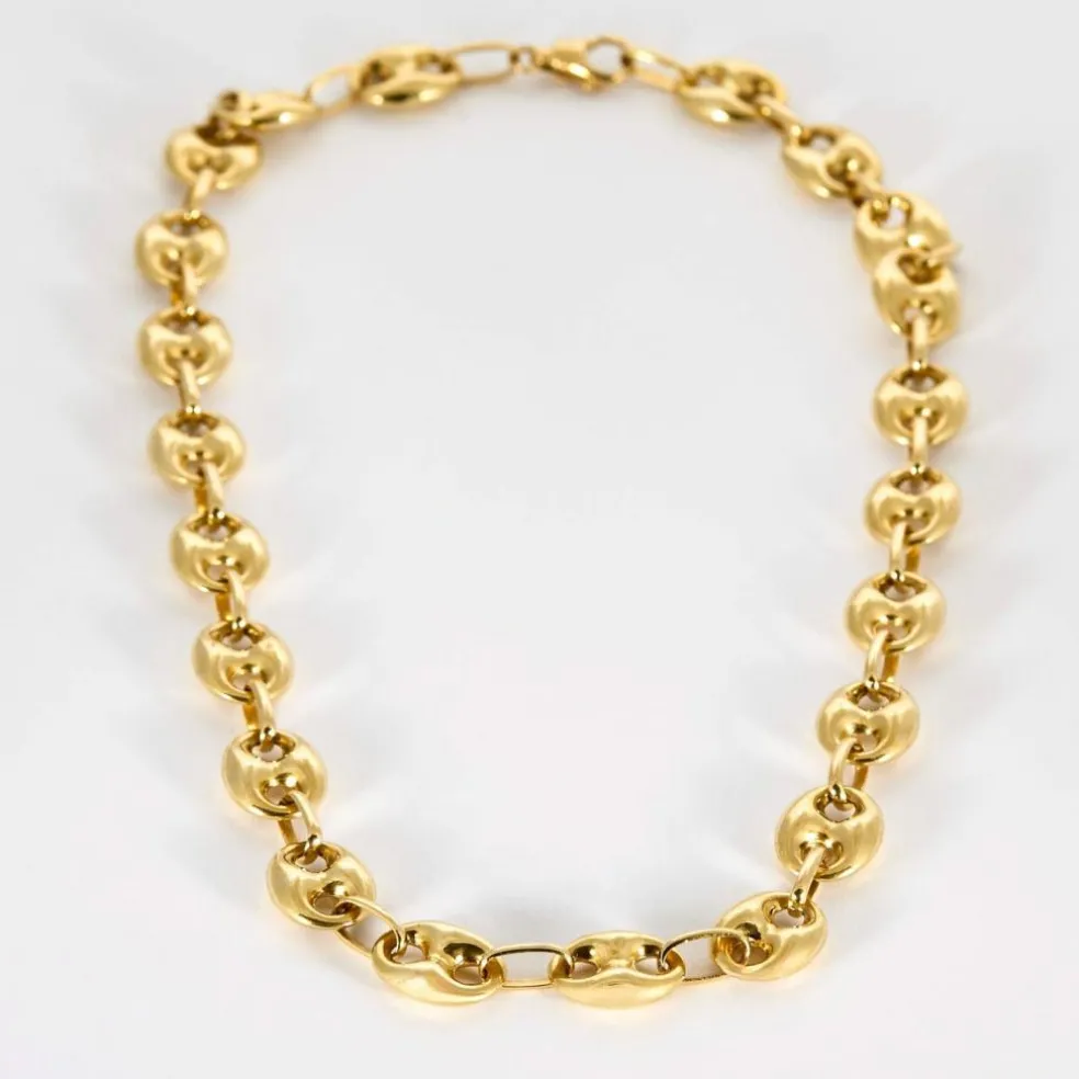 Collier en or jaune à mailles grain de café