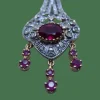 Collier en or jaune argent diamants rubis