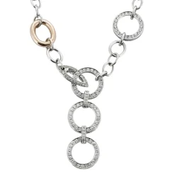 Collier en or jaune et or gris à maillons rond et diamants