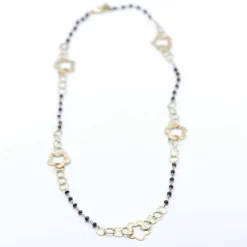 Collier en or jaune et spinelle motif floral