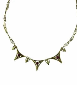 Collier en or jaune filigrané rubis