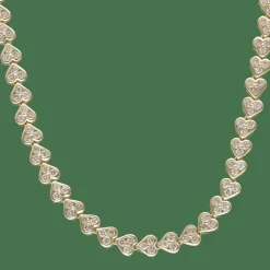 Collier en or jaune 18K avec 7,20 ct de diamants brillants sur motifs cœurs – 42 cm
