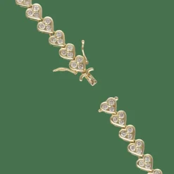 Collier en or jaune 18K avec 7,20 ct de diamants brillants sur motifs cœurs – 42 cm