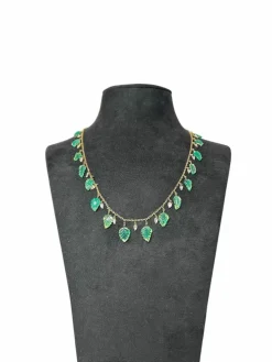 Collier en or jaune, émeraude et diamant