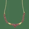 Collier en or jaune, rubis ovales facettés