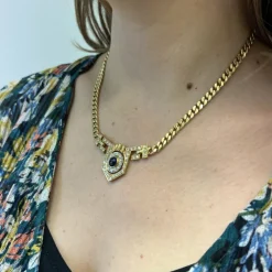 Collier en Or jaune, Saphir et Diamants