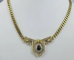 Collier en Or jaune, Saphir et Diamants