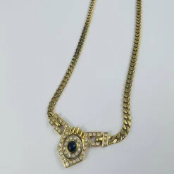 Collier en Or jaune, Saphir et Diamants