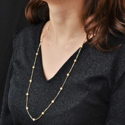 Collier en or maille batonnet et perles de cultures