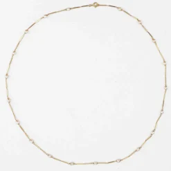 Collier en or maille batonnet et perles de cultures