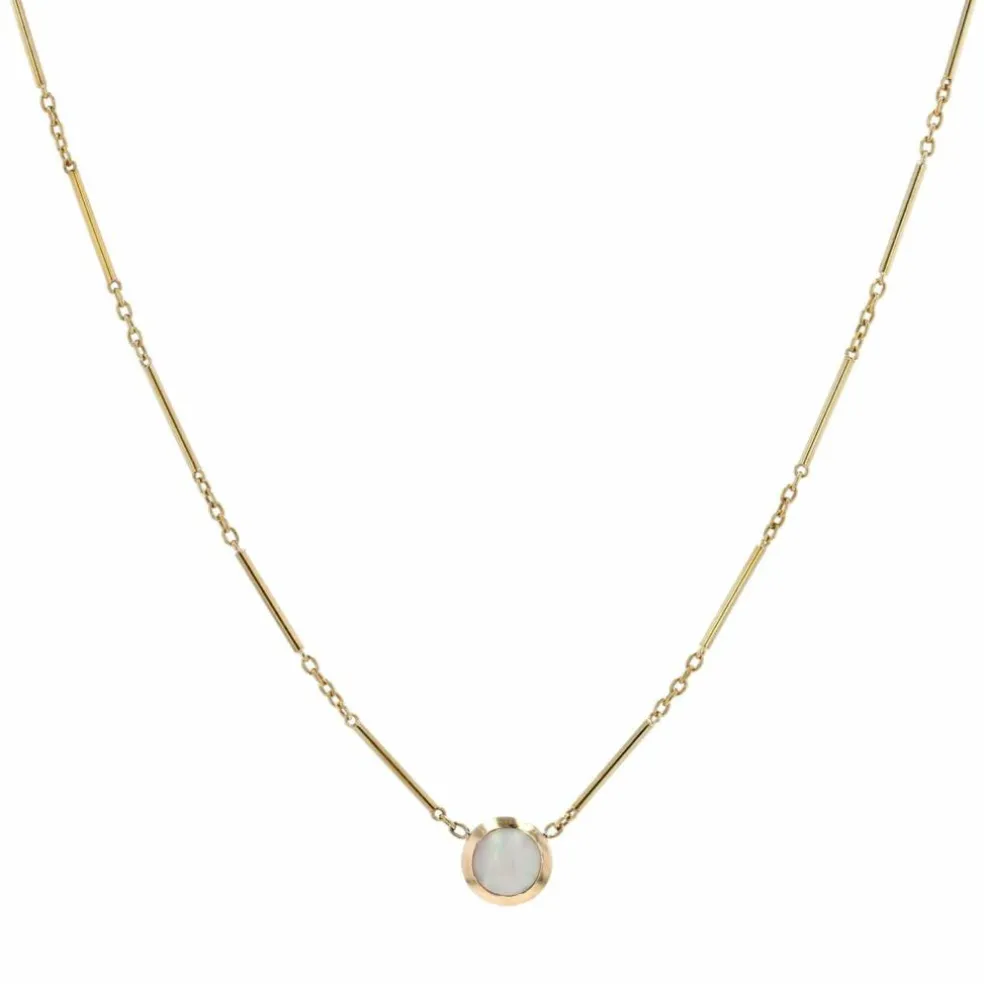 Collier en or maille bâtonnets et son opale