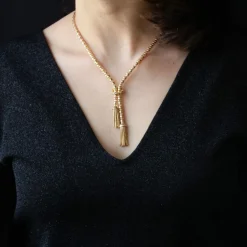 Collier en or maille orvet et ses pompons d'or