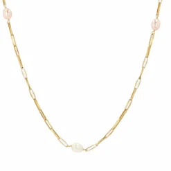 Collier en or perles blanches et roses