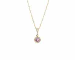 Collier en or rose avec saphir rose et diamants