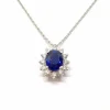 Collier entourage saphir diamants or blanc