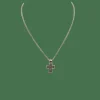 Collier et pendentif croix or blanc sertis de diamants