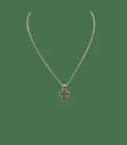 Collier et pendentif croix or blanc sertis de diamants