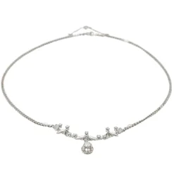 Collier Feuille Or blanc Diamant