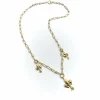 Collier fleur de lys victorien en or 14 carats avec chaîne faite main