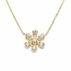 Collier fleur diamants or jaune