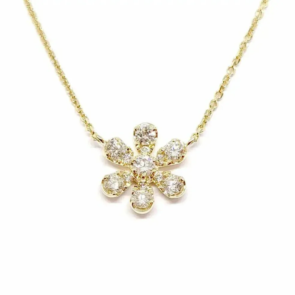Collier fleur diamants or jaune