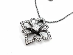 Collier Fleur Or noir Diamant