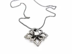 Collier Fleur Or noir Diamant