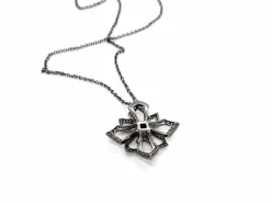 Collier Fleur Or noir Diamant
