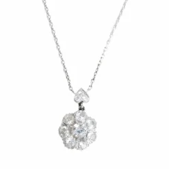 COLLIER FLEUR OR, PLATINE & DIAMANTS