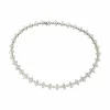 Collier fleurettes en or blanc et diamants.