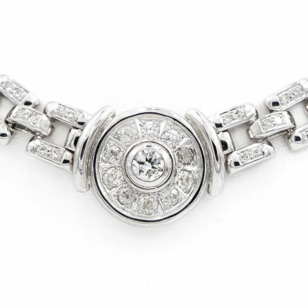 Collier Gain de riz Or blanc Diamant