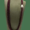 Collier grenats perles baroques, fermoir Bakélite