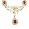 Collier guirlande or jaune et or blanc, diamants et rubis