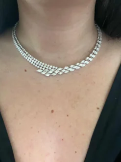 Collier haut de gamme Marquise et Diamant Rond