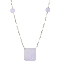Collier jade jadéite parme et or blanc