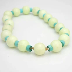 Collier Jaspe Vert Turquoise Diamant Or